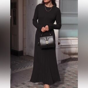 DISSH Hal Black Long Sleeve Knit Midi Dress S